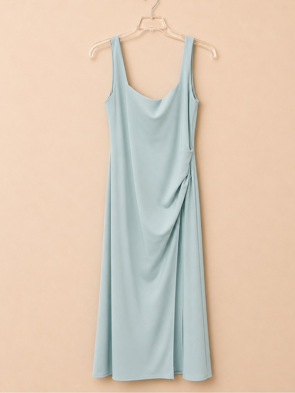Showpo Light Blue / Green Draped Maxi Wedding Guest Dress with Slit - Sz 10